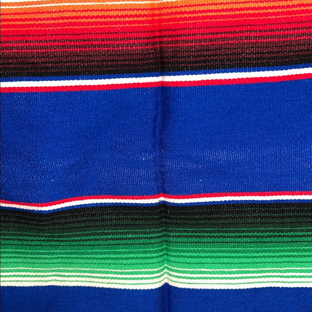 Mexican Serape Vibrant Multi-Colored 84 L X 60 1/2 Full Size Blanket Fringes - Picture 13 of 14